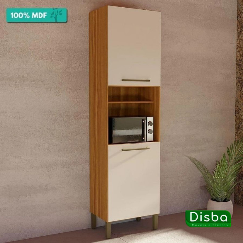 Paneleiro Para Cozinha Com 2 Portas 100% Mdf Carmenere - Amendoa/Off White