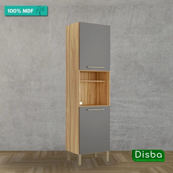 Paneleiro Para Cozinha Com 2 Portas 100% Mdf Carmenere - Amendoa/Chumbo