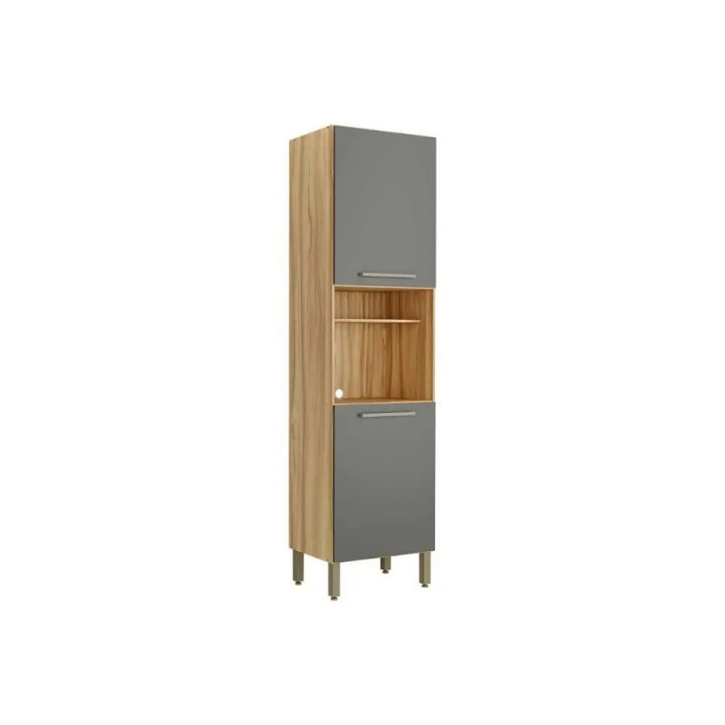 Paneleiro Para Cozinha Com 2 Portas 100% Mdf Carmenere - Amendoa/Chumbo