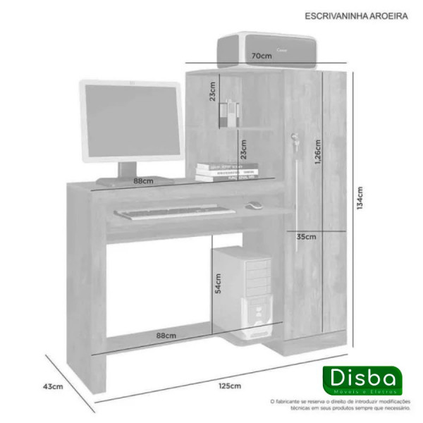 Escrivaninha Com Armário 1 Porta Com Chave Aroeira Jcm Cinamomo