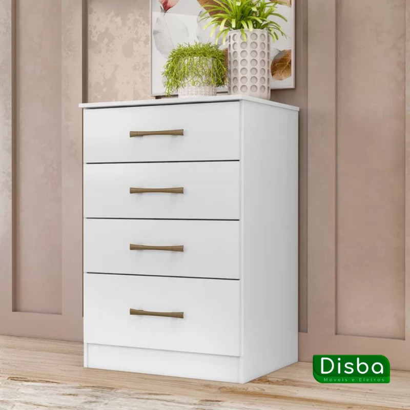 Cômoda para Quarto Com 4 Gavetas Moval MS913 Branco