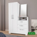 Cômoda para Quarto com Espelho 2 Portas 3 Gavetas Notável Móveis NT5165 Branco/Rosa