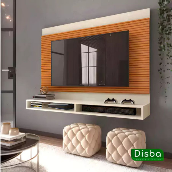 Painel para TV 50 Polegadas EDN Milos Off White/Cedro Impressão 3D