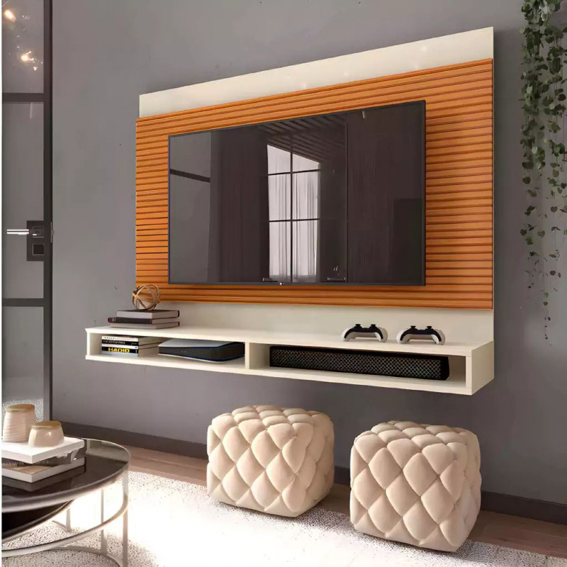 Painel para TV 50 Polegadas EDN Milos Off White/Cedro Impressão 3D