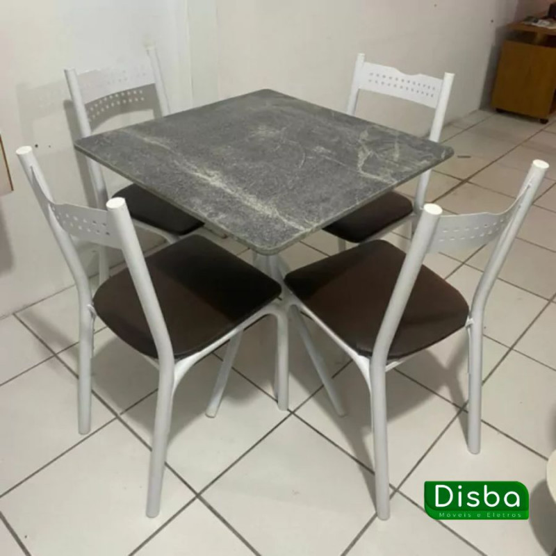 Conjunto Mesa com 4 Cadeiras para Cozinha 70cm Tampo Granito - Ciplafe