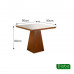 Conjunto Mesa Prada 90x90 com 4 Cadeiras Tampo Vidro LJ Móveis Castanho/Cinamomo