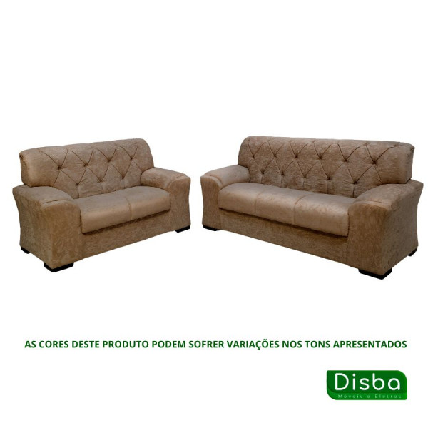 Conjunto de Sofá 2x3 Lugares Caribe Caramelo Capitonê Masterflex