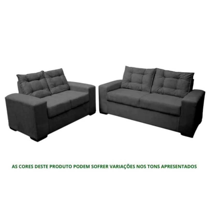 Conjunto de Sofá 2x3 Lugares Torun Cinza Masterflex