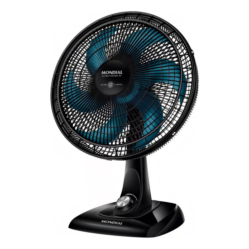 Ventilador de Mesa Mondial Super Power 40cm 110v 140w Preto Azul VSP-40-AP